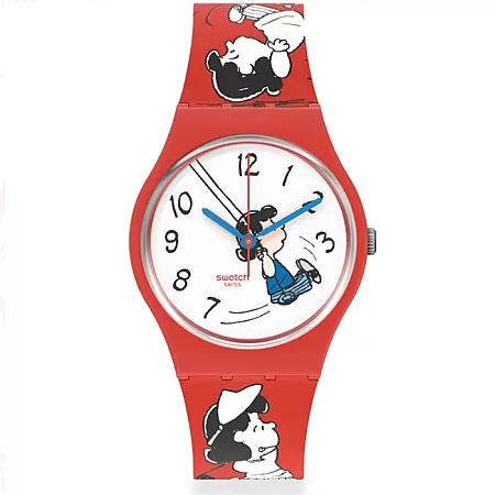 ΡΟΛΟΙ SWATCH SO28Z106 SWATCH Peanuts KLUNK! Red Silicone Strap