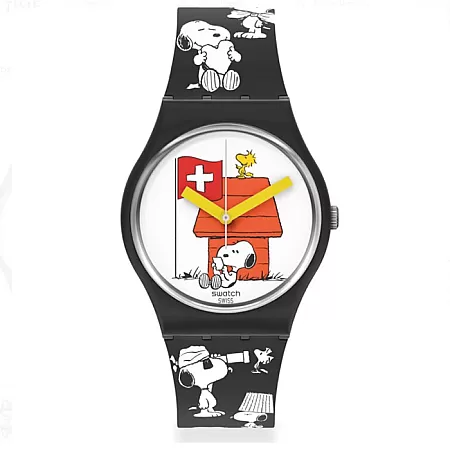 ΡΟΛΟΙ SWATCH SO28Z107 SWATCH Peanuts Grande Bracchetto  Black Silicone Strap
