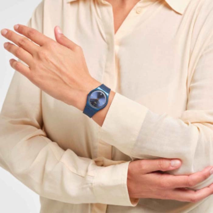 ΡΟΛΟΙ SWATCH GN417 SWATCH Gents Pearlyblue Blue Silicone Strap