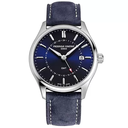 ΡΟΛΟΙ FREDERIQUE CONSTANT FC-252NS5B6 FREDERIQUE CONSTANT Classic GMT Blue Leather Strap
