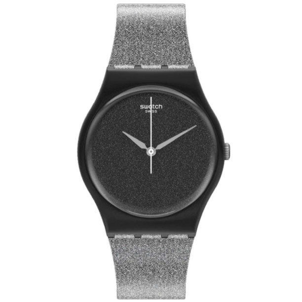 ΡΟΛΟΙ SWATCH  SO28B105 SWATCH Gents Magi Blacksparckle Grey Silicone Strap