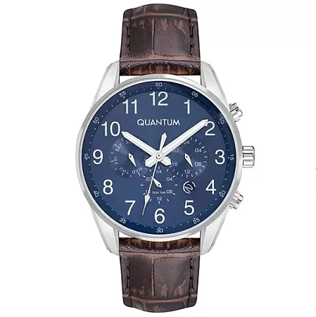 ΡΟΛΟΙ QUANTUM  ADG978.392 QUANTUM Dual Time Brown Leather Strap