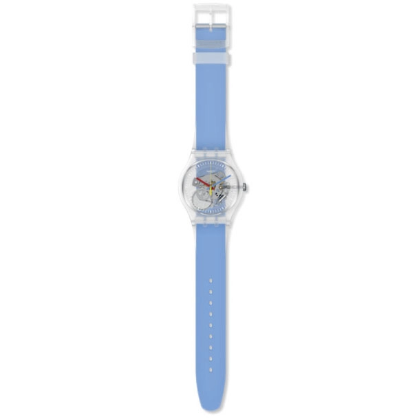ΡΟΛΟΙ SWATCH  SUOK156 SWATCH Clearly Blue Striped Light Blue Silicone Strap