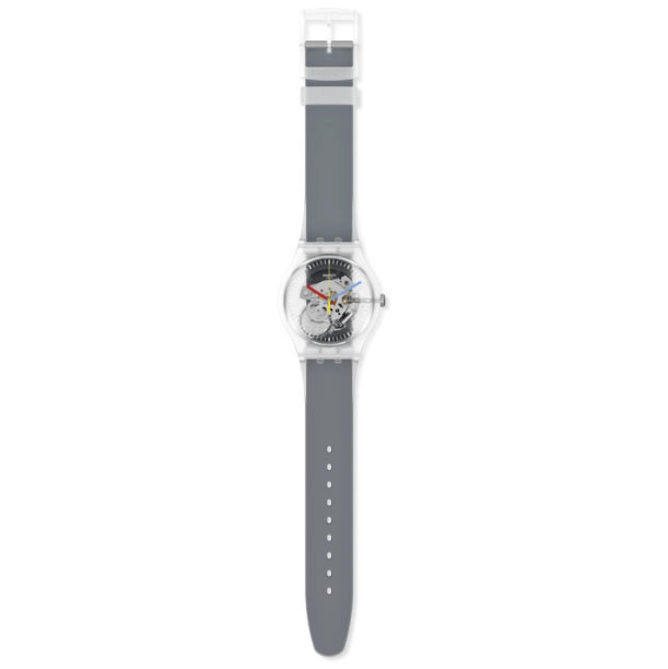 ΡΟΛΟΙ SWATCH  SUOK157 SWATCH Clearly Black Striped Grey Silicone Strap