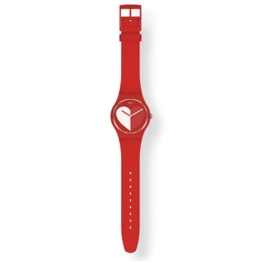 ΡΟΛΟΙ SWATCH  SO29Z112 SWATCH Half <3 White  Bioceramic Case  Red Silicone Strap