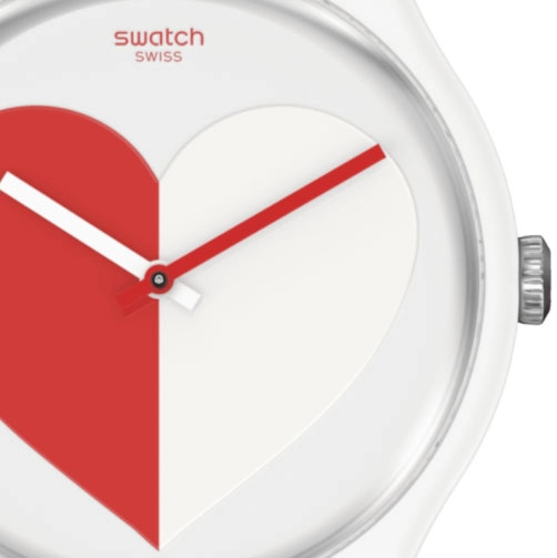 ΡΟΛΟΙ SWATCH  SO29Z113 SWATCH Half <3 Red  Bioceramic Case-White Silicone Strap