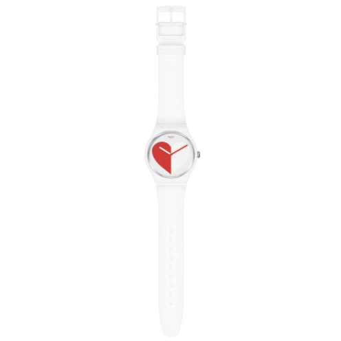 ΡΟΛΟΙ SWATCH  SO29Z113 SWATCH Half <3 Red  Bioceramic Case-White Silicone Strap