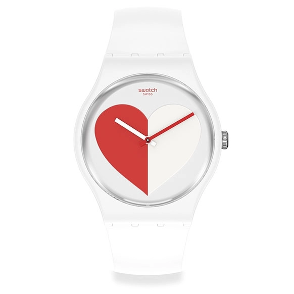 ΡΟΛΟΙ SWATCH  SO29Z113 SWATCH Half <3 Red  Bioceramic Case-White Silicone Strap