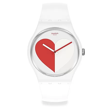 ΡΟΛΟΙ SWATCH  SO29Z113 SWATCH Half <3 Red  Bioceramic Case-White Silicone Strap
