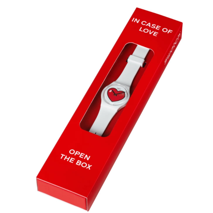 ΡΟΛΟΙ SWATCH  GW718 SWATCH Love O' Clock White Silicone Strap