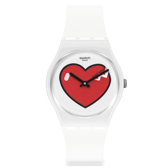 ΡΟΛΟΙ SWATCH  GW718 SWATCH Love O' Clock White Silicone Strap