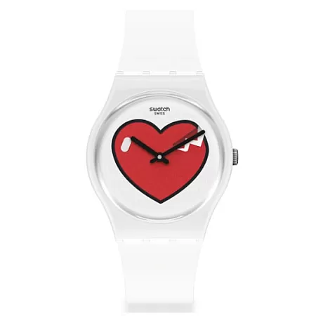 ΡΟΛΟΙ SWATCH  GW718 SWATCH Love O' Clock White Silicone Strap