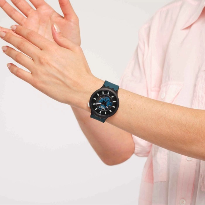 ΡΟΛΟΙ SWATCH  SB03B107 SWATCH Big Bold Next Night Trip Green Silicone Strap