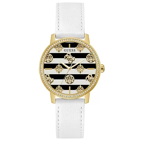 ΡΟΛΟΙ GUESS  GW0398L1 GUESS Marina Crystals White Leather Strap