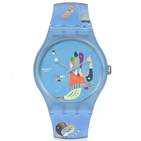 ΡΟΛΟΙ SWATCH SUOZ342 SWATCH Blue Sky By Vassily Kandinsky Silicone Strap