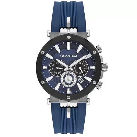 ΡΟΛΟΙ QUANTUM  PWG967.399 QUANTUM Dual Time Blue Silicone Strap