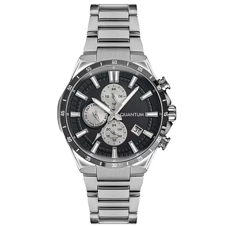 ΡΟΛΟΙ QUANTUM  PWG936.350 QUANTUM Dual Time Silver Stainless Steel Bracelet