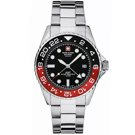 ΡΟΛΟΙ SWISS ALPINE MILITARY SAM7052.1136 SWISS ALPINE MILITARY Master Diver GMT Silver Stainless Steel Bracelet