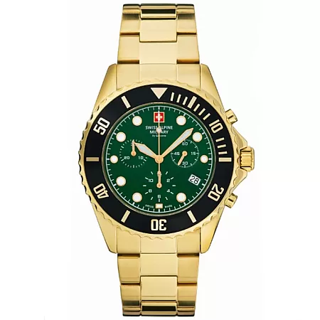 ΡΟΛΟΙ SWISS ALPINE MILITARY SAM7053.9114 SWISS ALPINE MILITARY Master Diver Chronograph Gold Stainless Steel Bracelet