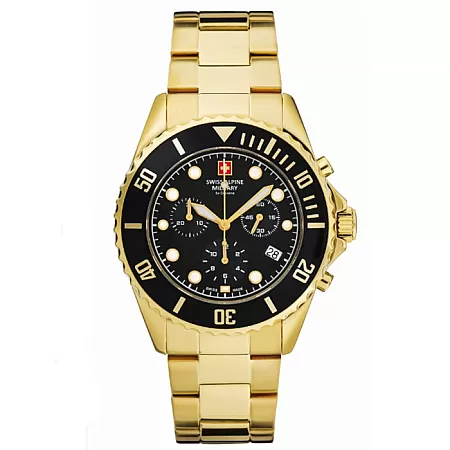 ΡΟΛΟΙ SWISS ALPINE MILITARY SAM7053.9117 SWISS ALPINE MILITARY Master Diver Chronograph Gold Stainless Steel Bracelet