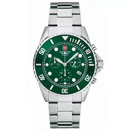 ΡΟΛΟΙ SWISS ALPINE MILITARY SAM7053.9134 SWISS ALPINE MILITARY Master Diver Chronograph Silver Stainless Steel Bracelet
