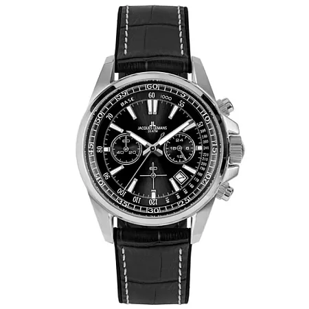 Ρολόι Jacques LEMANS 1-2117A Jacques LEMANS Liverpool Chronograph Black Leather Strap