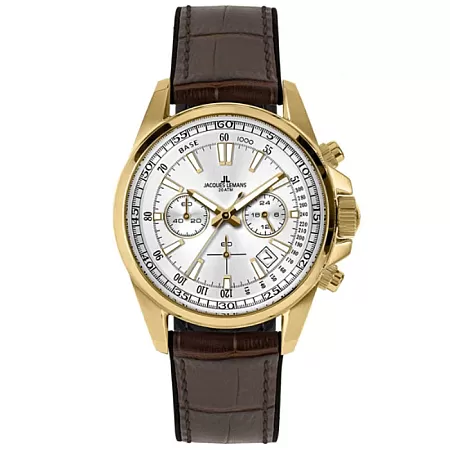 Ρολόι Jacques LEMANS 1-2117F Jacques LEMANS Liverpool Chronograph Brown Leather Strap