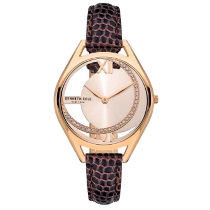 Ρολόι KENNETH COLE  KCWLA2124202 KENNETH COLE Modern Classic Crystals Brown Leather Strap