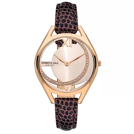 Ρολόι KENNETH COLE  KCWLA2124202 KENNETH COLE Modern Classic Crystals Brown Leather Strap