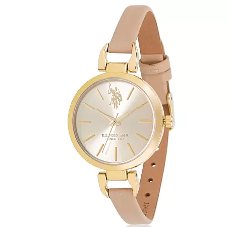 ΡΟΛΟΙ U.S. POLO  USP8101YG U.S.POLO Andrienne  Beige  Leather Strap