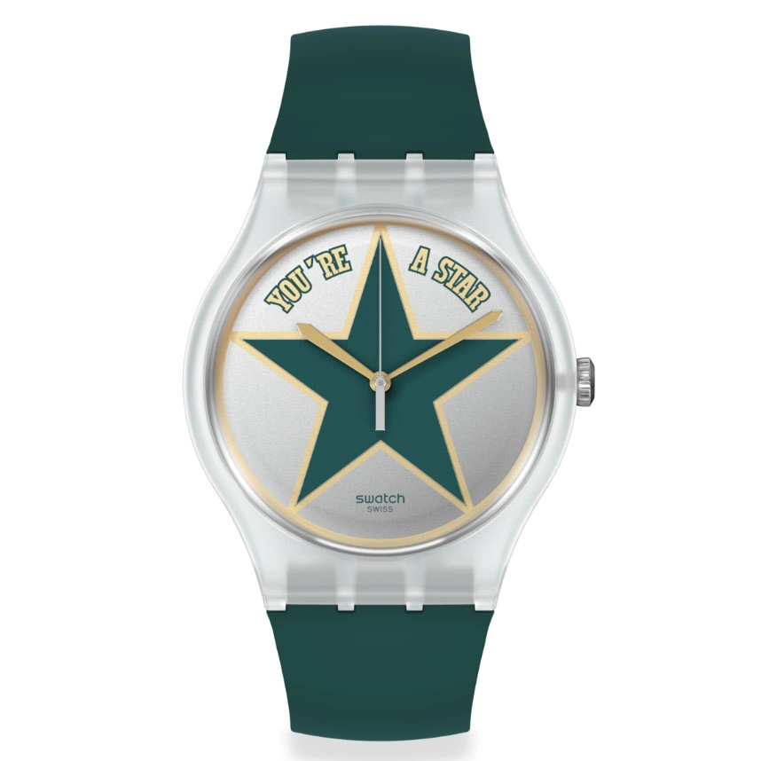 ΡΟΛΟΙ SWATCH SO29Z119 SWATCH Star Dad Green Silicone Strap