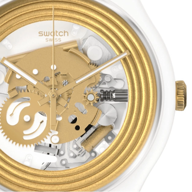 ΡΟΛΟΙ SWATCH SO29W107 SWATCH New Gent  Golden Rings White Silicone Strap