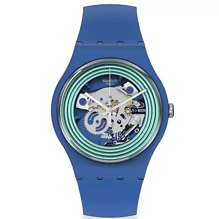 ΡΟΛΟΙ SWATCH SO29N104 SWATCH New Gent Green Rings Blue Silicone Strap