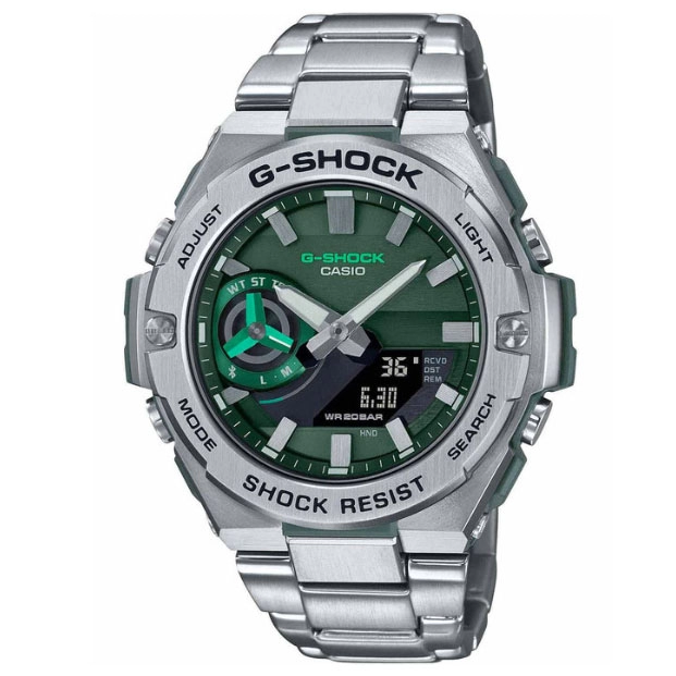 ΡΟΛΟΙ CASIO  GST-B500AD-3AER CASIO G-SHOCK Smartwatch Tough Solar Chronograph Silver Stainless Steel Bracelet