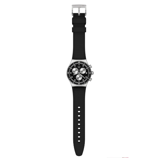 ΡΟΛΟΙ SWATCH  YVS487 SWATCH Dark Irony  Chronograph Black Rubber Strap