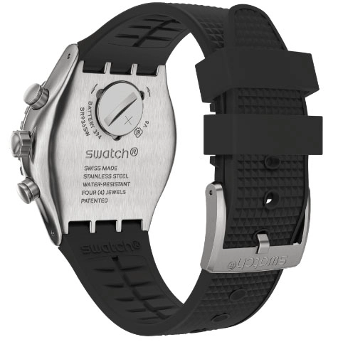 ΡΟΛΟΙ SWATCH  YVS487 SWATCH Dark Irony  Chronograph Black Rubber Strap