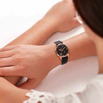 ΡΟΛΟΙ TED BAKER BKPFZS113 TED BAKER Fitzrovia Bloom Black Leather Strap