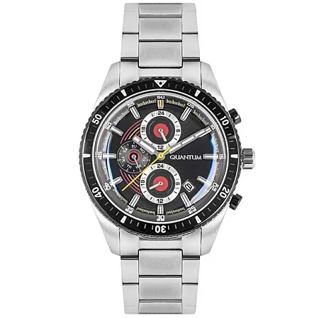 ΡΟΛΟΙ QUANTUM  ADG869.350 QUANTUM Dual Time Silver Stainless Steel Bracelet