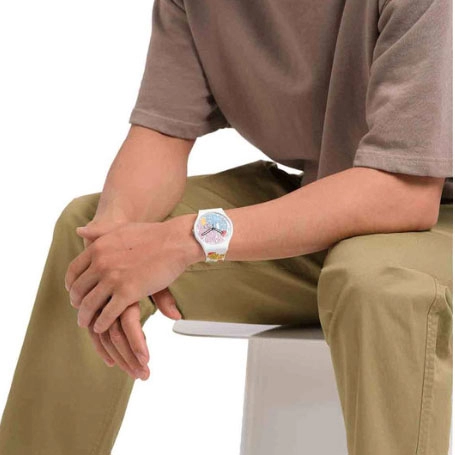 ΡΟΛΟΙ SWATCH SO32W107 SWATCH Power of Peace Multicolor Silicone Strap