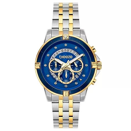 ΡΟΛΟΙ BREEZE 712311.3 BREEZE Divinia Crystals Chronograph Two Tone Stainless Steel Bracelet