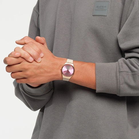 ΡΟΛΟΙ SWATCH  SYXG122 SWATCH Desert Mirage Beige Leather Strap