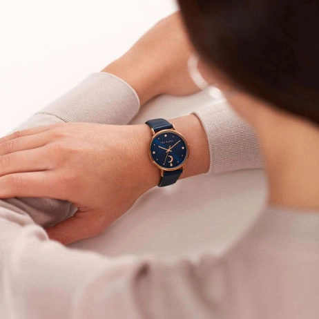 ΡΟΛΟΙ TED BAKER  BKPPHF131 TED BAKER Phylipa Moon Crystals Blue Leather Strap