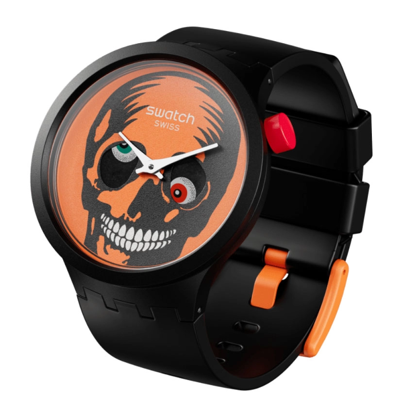 ΡΟΛΟΙ SWATCH SB03B700 SWATCH IT'S Spooky Time Black Silicone Strap
