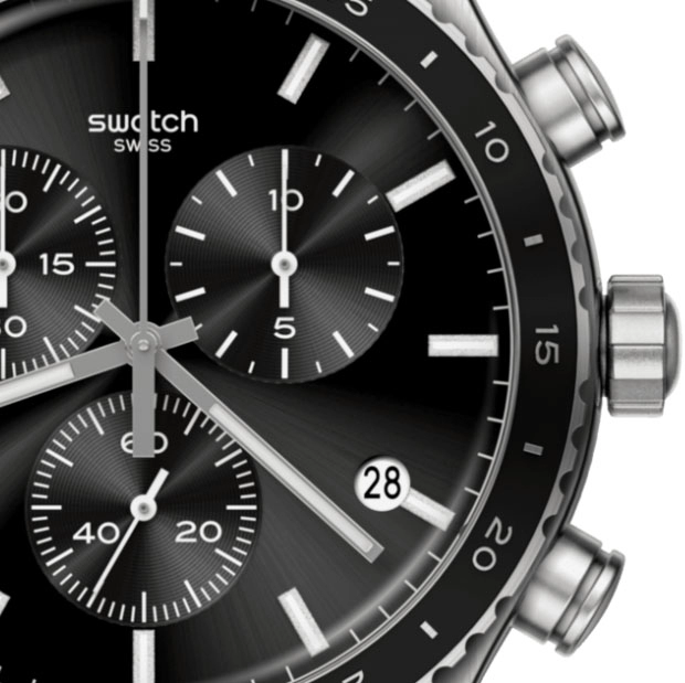 ΡΟΛΟΙ SWATCH YVS495 SWATCH Carbonium Dream  Chronograph Black Leather Strap