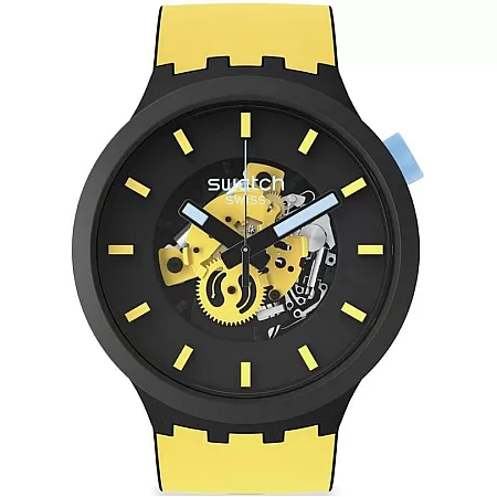 ΡΟΛΟΙ SWATCH SB03B109 SWATCH Big Bold Bioceramic Mustard Skies Yellow Silicone Strap