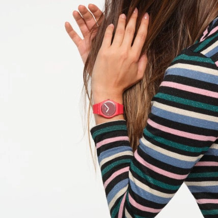 ΡΟΛΟΙ SWATCH  SO28R400 SWATCH Cycles In The Sun Red Silicone Strap