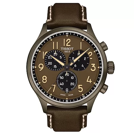 ΡΟΛΟΙ TISSOT  T1166173609200 TISSOT T-Sport Chrono XL Chronograph Khaki Leather Strap