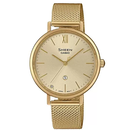 ΡΟΛΟΙ  CASIO  SHE-4539GM-9AUER CASIO SHEEN Crystals Gold Stainless Steel Bracelet