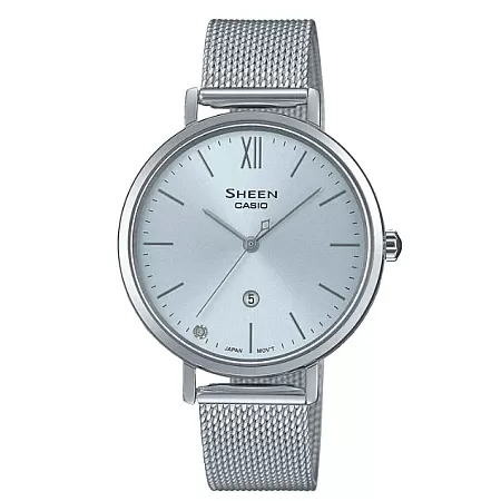 ΡΟΛΟΙ  CASIO  SHE-4539SM-2AUER CASIO SHEEN Crystals Silver Stainless Steel Bracelet