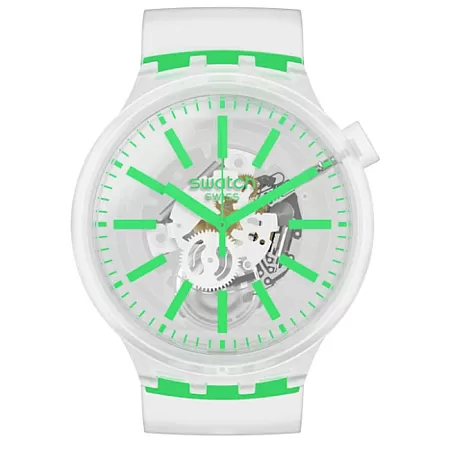 ΡΟΛΟΙ SWATCH SO27E104 SWATCH Big Bold GreeninJelly White Silicone Strap